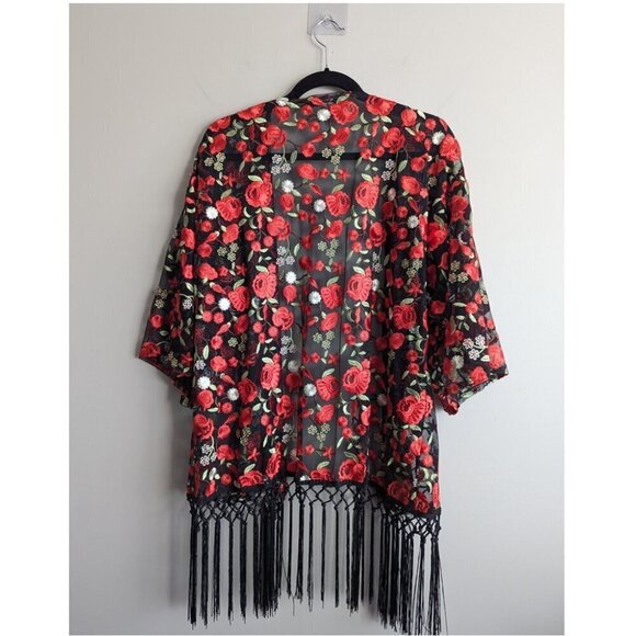 Ark & Co Sheer Floral embroidered kimono - Picture 3 of 9
